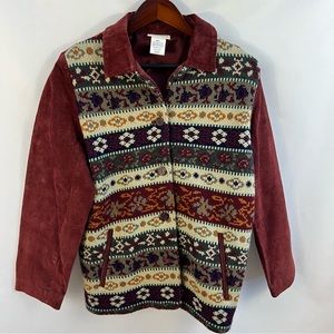 Cedar Canyon Nordic Icelandic Genuine Leather Suede Jacket Coat Knit Front Small